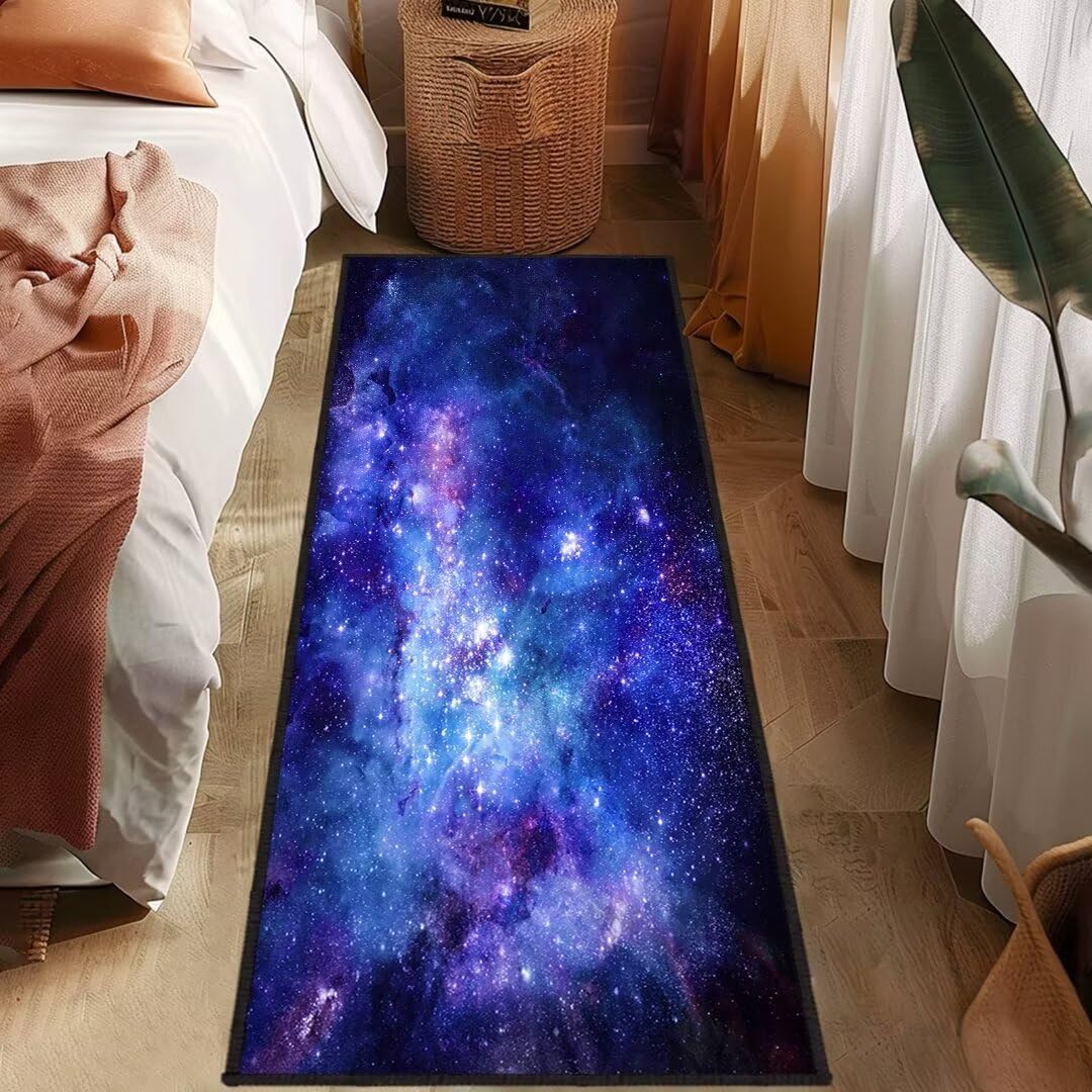 Galaxy Runner Rug for Hallway,Nebula Outer Space,Area Rug 2x6 Laundry Room Rug Blue Purple Throw Carpet Non-Slip Floor Carpet Indoor Entryway Rug Doormat Washable Runner Rugs for Bedroom,Living Room