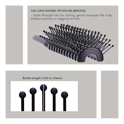 Miniatura 4 de PERFEHAIR Cepillo de pelo ventilado secado rápido, ligero, desenreda y peina, ideal para hombres y mujeres con cabello fino y de longitud media,