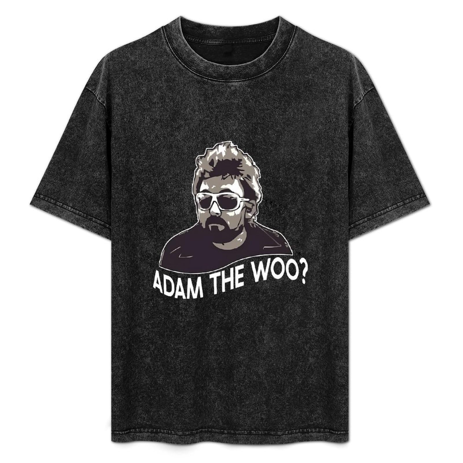 Adam The Woo Summer Casual Tee Short Sleeve Crew Neck Cotton Tops Unisex Washed Vintage T-Shirt Black XXXL