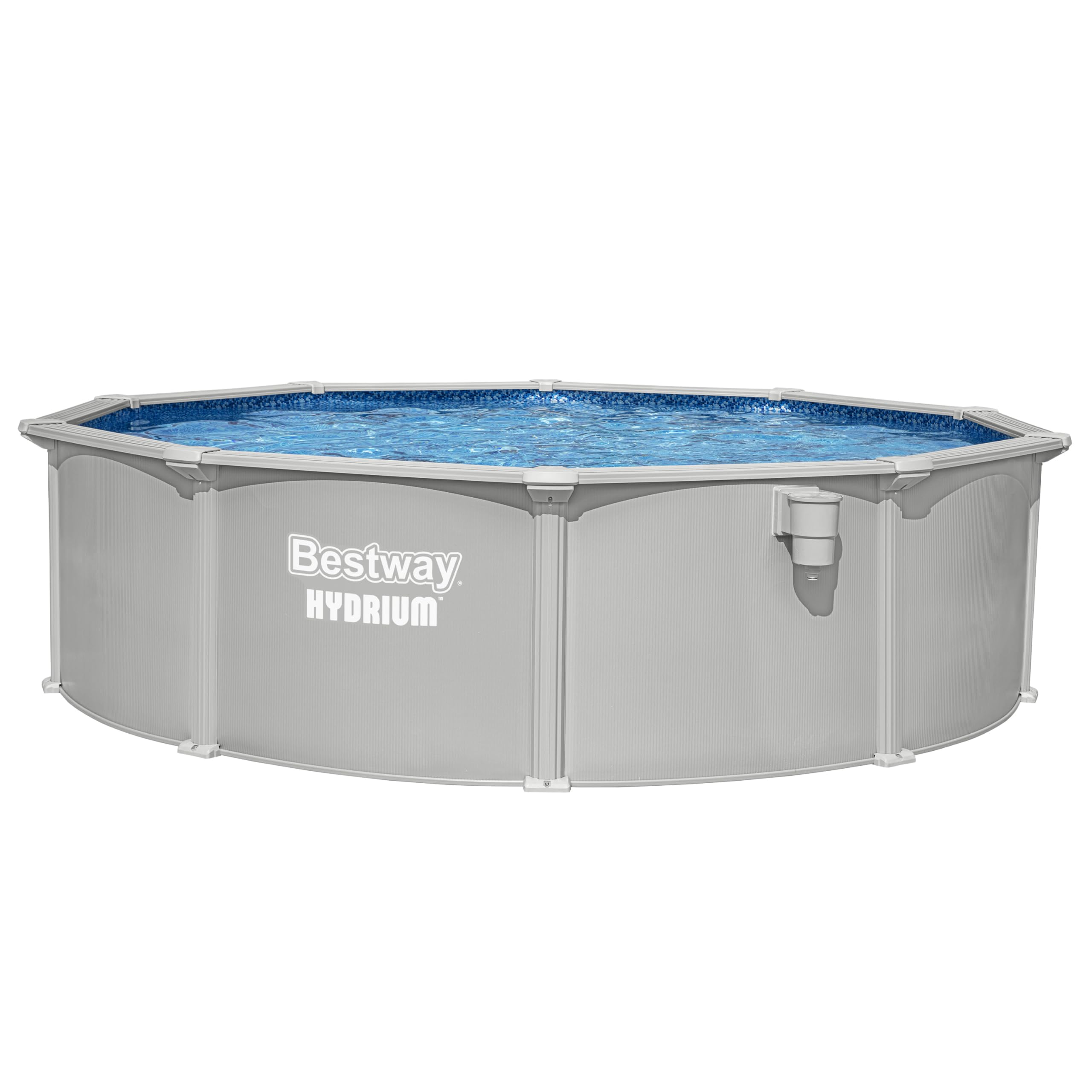 Bestway Hydrium Stahlwandpool Komplett-Set rund 457 x 122 cm Granitgrau Gartenpool Aufstellpool mit Sandfilteranlage