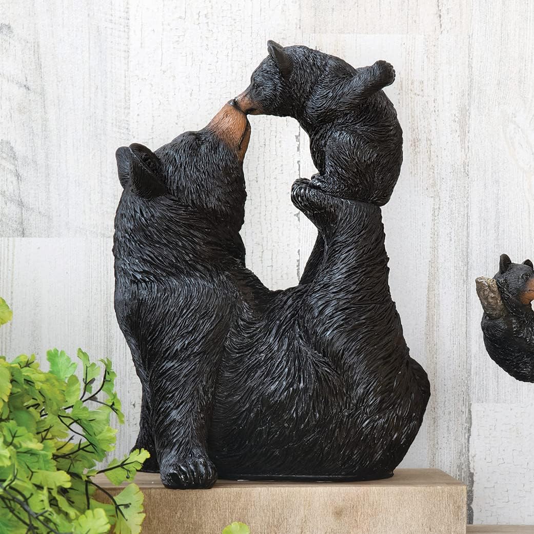 BLACK FOREST DECOR Playful Mama Bear & Cub Sculpture, Resin, 7 1/4" W x 6" D x 10 1/4" H
