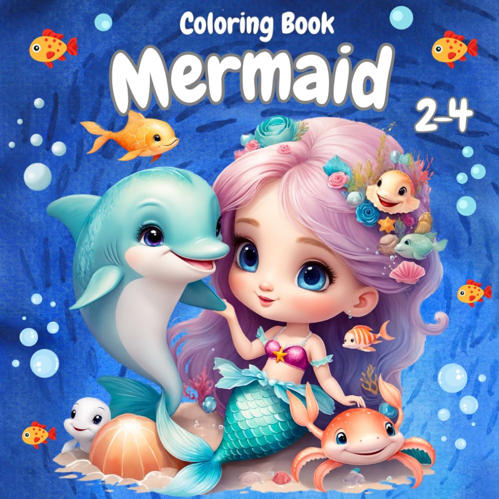 Mermaid Coloring Book Ages 2-4: Simple, Fun and Magical Coloring Pages for Toddlers with Mermaids and Their Sea Friends
