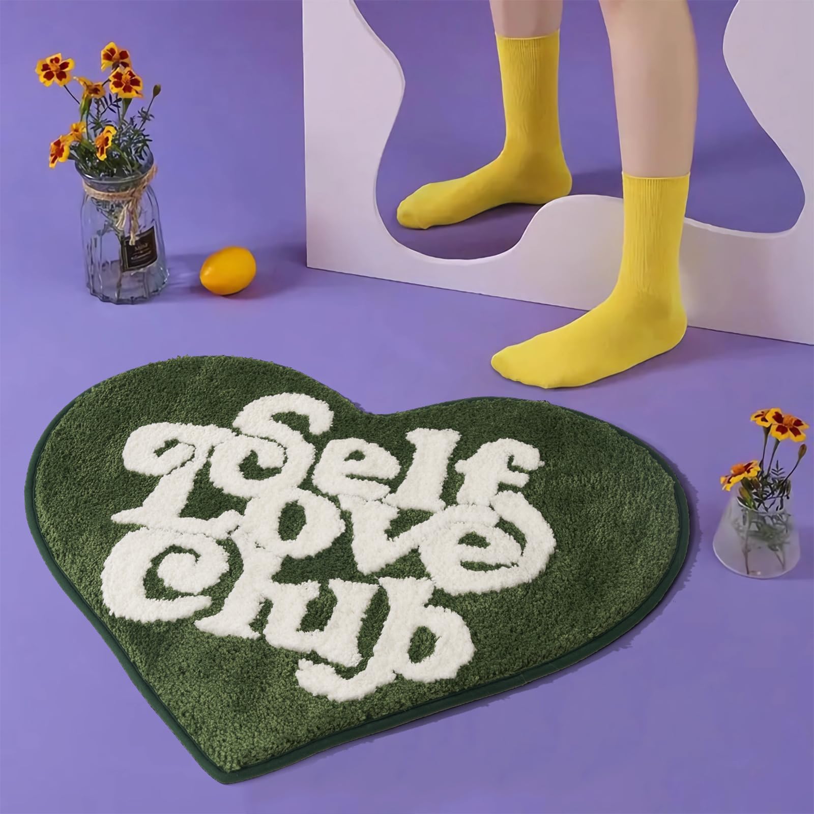 Amazon.com: ELDONE Self Love Club Rug Heart Shaped - Cute Bath Mat