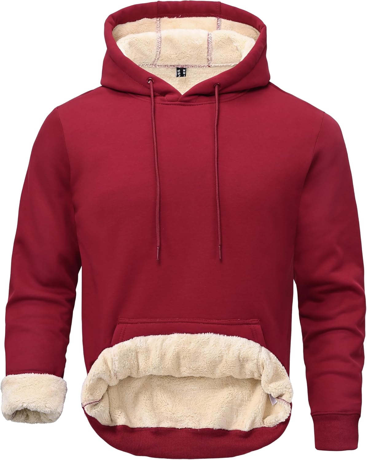 Tansozer Men's Sherpa Pullover Hoodie Heavy Thick Fleece Lined Winter Windproof Warm Athletic Sweatshirts