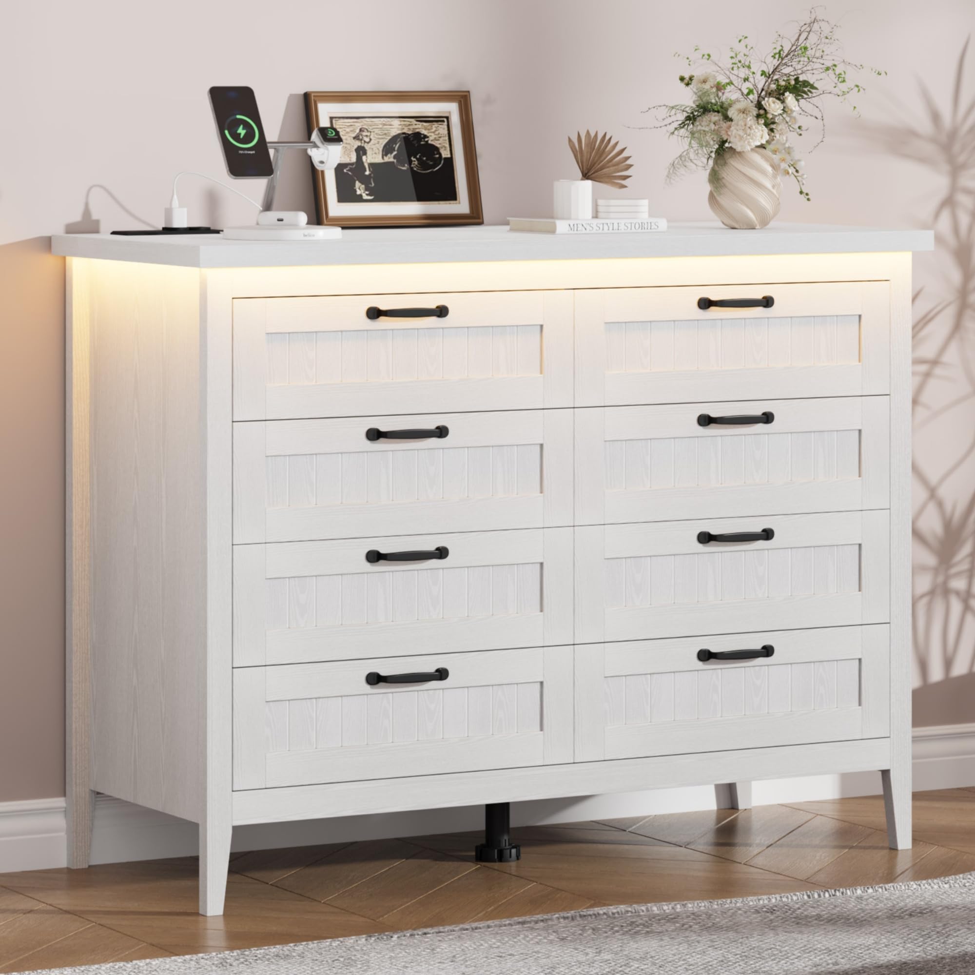 Photo 1 of ***STOCK PHOTO FOR REFERENCE ONLY*** Garvee 3 Drawer Dresser for Bedroom - 30" Tall Nightstand Vertical Modern Fluted Chest of Drawers with Golden Metal Handles, Multi-Function Home Organizer for Living Room, Entryway, Hallway, White