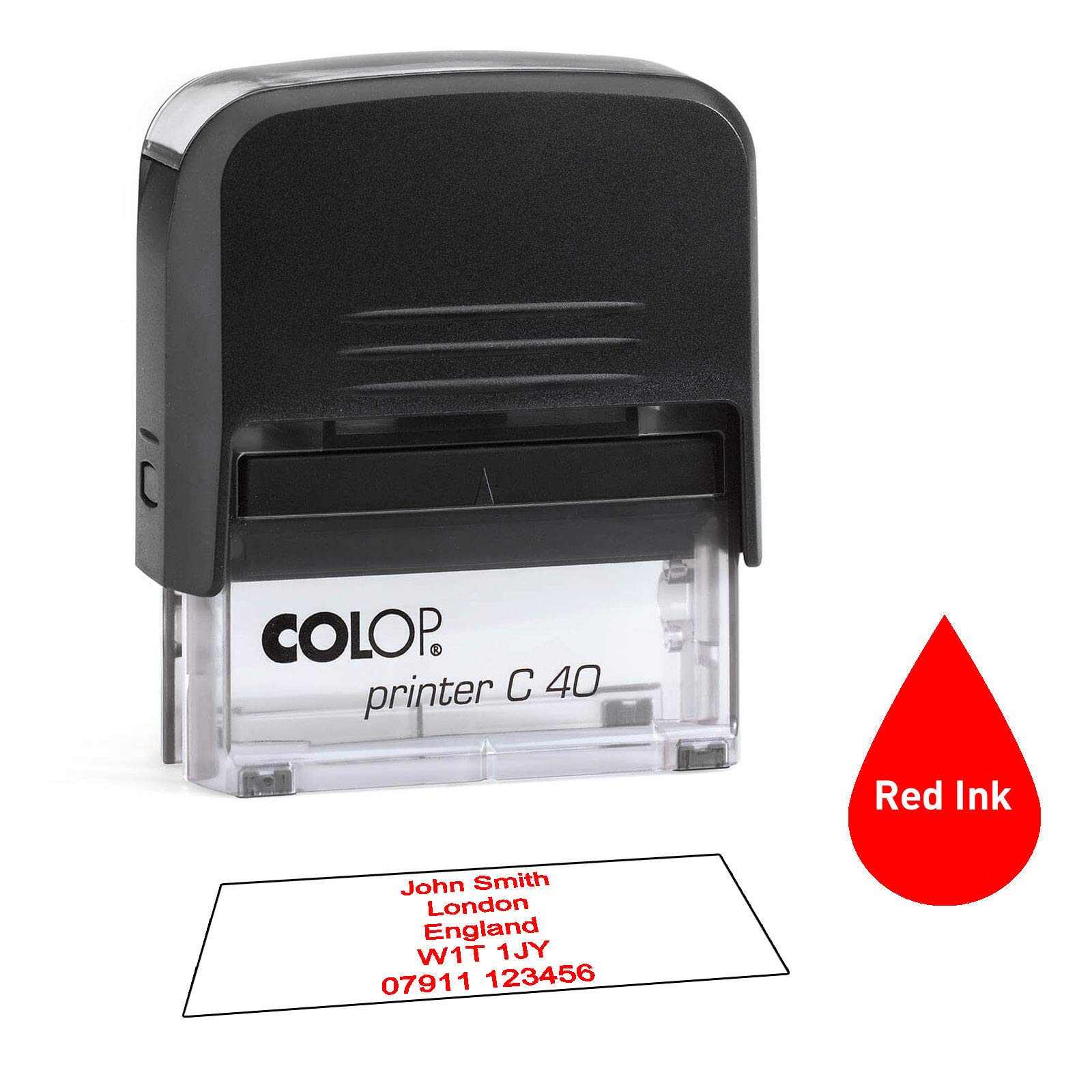 Colop C40 58 x 22mm - - Personalised Custom Made Self-Inking Business Address Rubber Stamp - Up to 5 Lines of Text Same Day Dispatch if Ordered Before noon