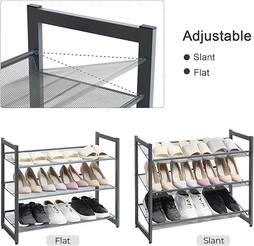 Miniatura 43 de SONGMICS Zapatero, organizador de zapatos de 5 niveles, almacenamiento de zapatos de metal para garaje, estante apilable para zapatos, con estantes