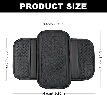 Car Armrest Box Cover Mat for Audi Q7 SQ7, Centre Console Lid Protector, Car Center Console Cover, Armrest Seat Box Cover Protector,BlackA