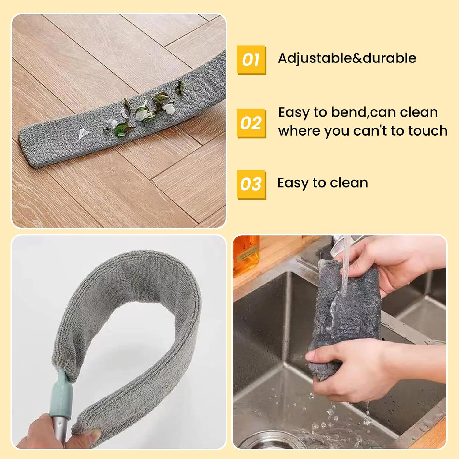 2025 Upgrade Retractable Gap Dust Cleaning Artifact |Extendable Duster Cleaning Tool for Hard-to-Reach Areas |Reusable Washable Dusting Wand for Home,Ceiling,Blinds,Under Furniture (Light Blue, 3 PCS)