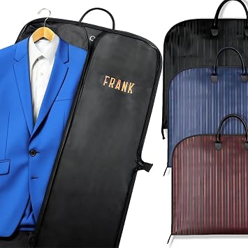Personalized Suit Bag for Men, Custom Embroidered Name, Portable Waterproof Garment Bag with PU Leather Handle, Business Travel Essentials, Gifts for Groom, Best Man, Dad, Husband, Boyfriend