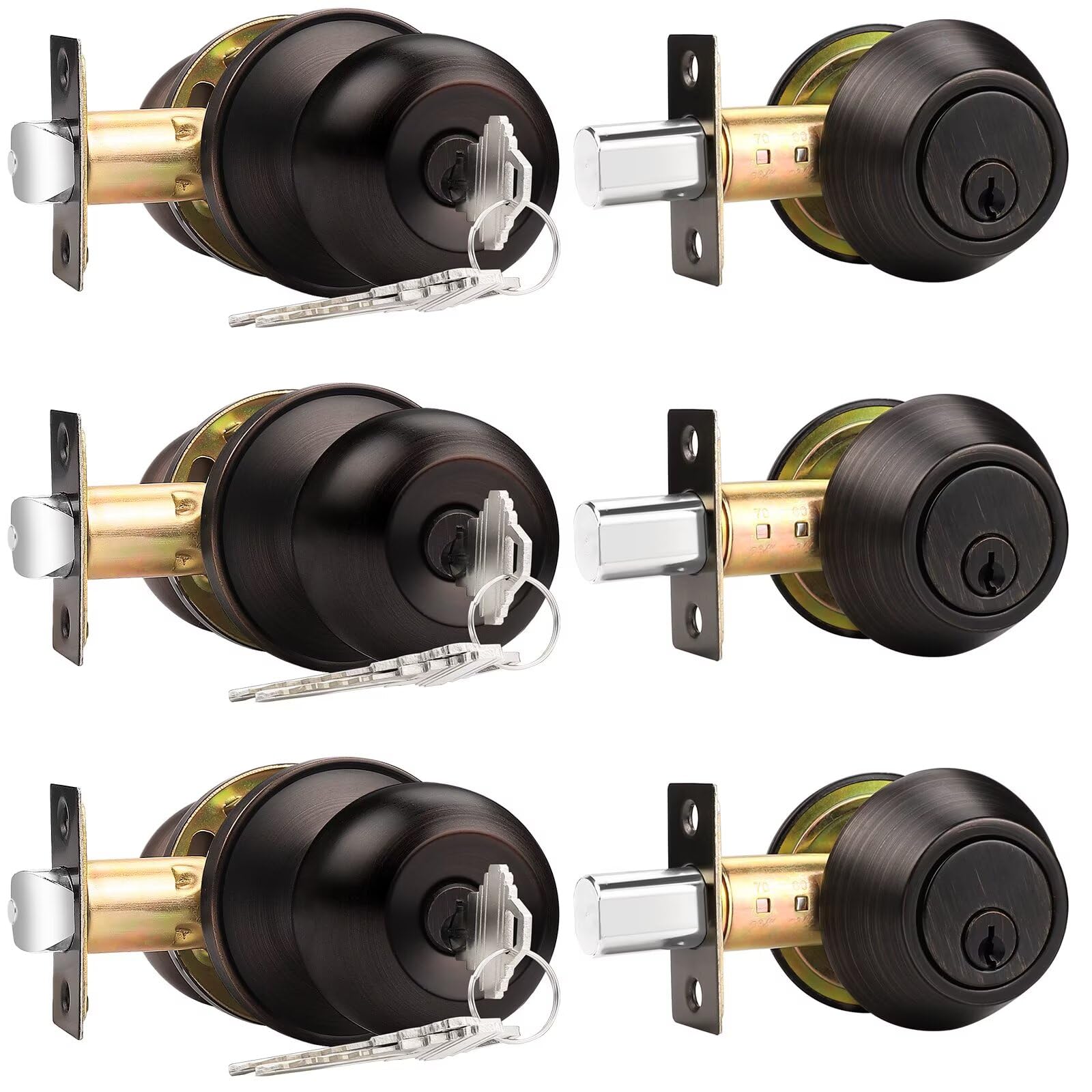Probrico Matte Black Door Knob Set - Secure & Stylish -15 Probrico Matte Black Door Knob Set - Secure & Stylish -15