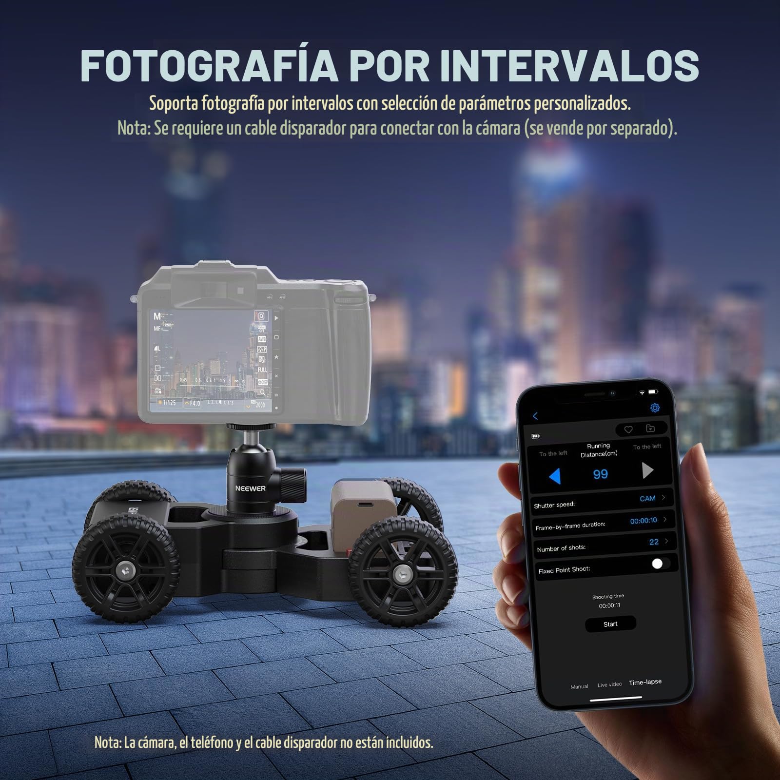 NEEWER DL400 Dolly Deslizador Cámara Motorizada App Control, Actualizado con Motor Dual Ultra Silencioso, Batería 5H, Compatible con GoPro iPhone Android Samsung Smartphone DSLR Cámara Videocámara