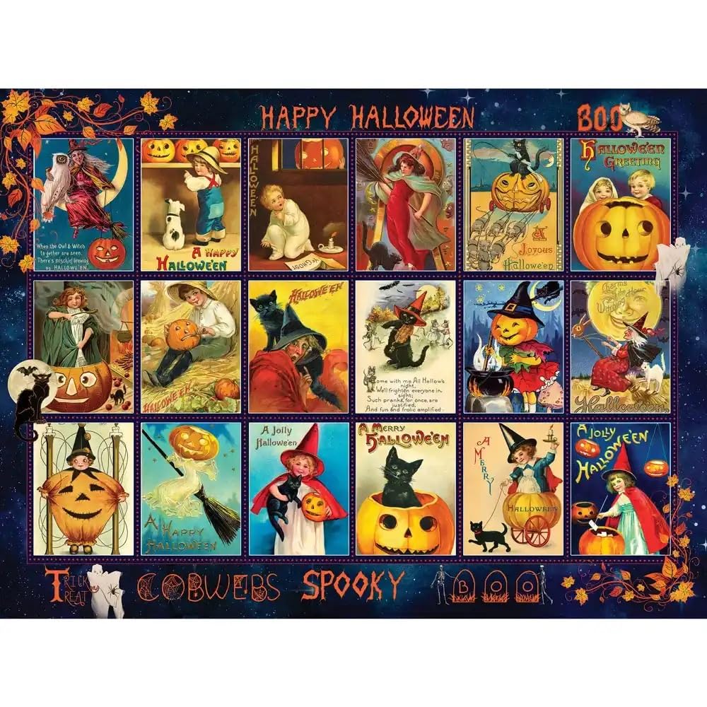 Bits and Pieces – Large 500 Piece Jigsaw Puzzle for Adults – ‘Vintage Halloween’ - Jigsaw Puzzle by Artist Finchley Paper Arts Ltd, Completed Puzzle Size: 18