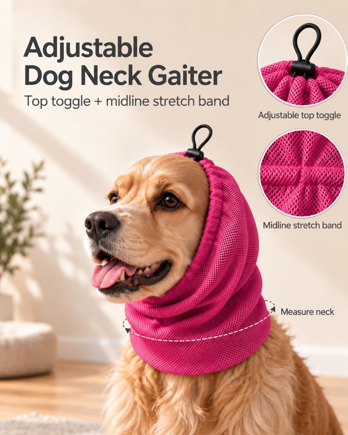 Spaniel Snood, Long Ear Cover, Rose Red, Large image 4