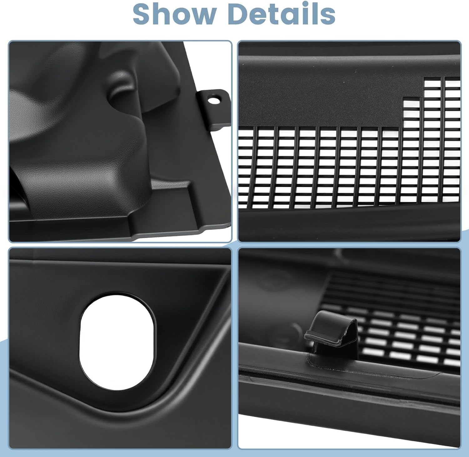 Windshield Wiper Cowl Panel Grille Compatible with 2009-2018 Dodge Ram 1500 2500 3500 & 2019-2024 Ram 1500 Classic replacement for 55112305AD