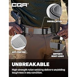 CQR Tactical Belt, Military Style Heavy Duty Belt, Webbing EDC Quick-Release Buckle, Dura Nylon Grey, XX-Large