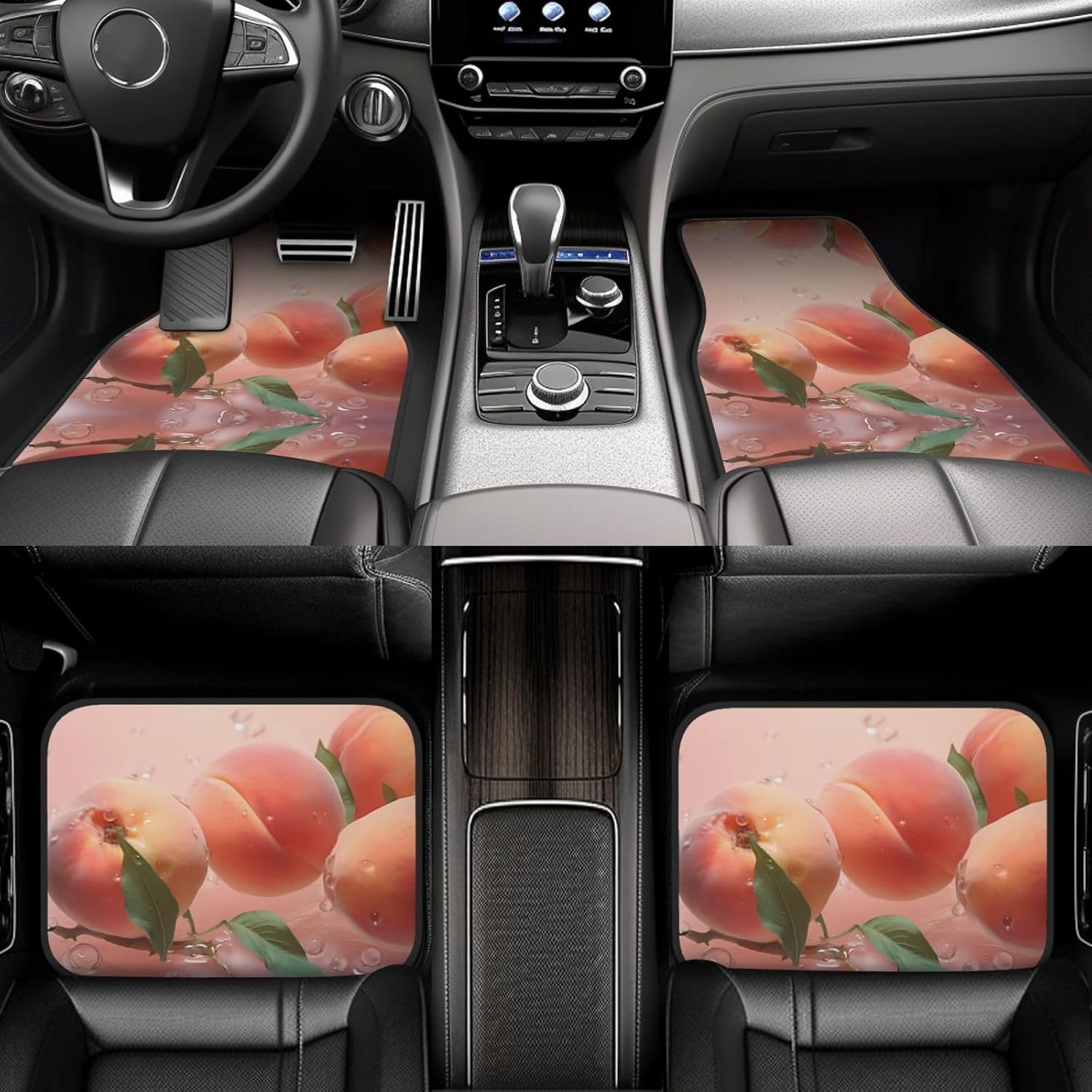 Peaches in water Patterned car mats 4-piece set | For cars/SUVs/trucks | Firm fit without displacement