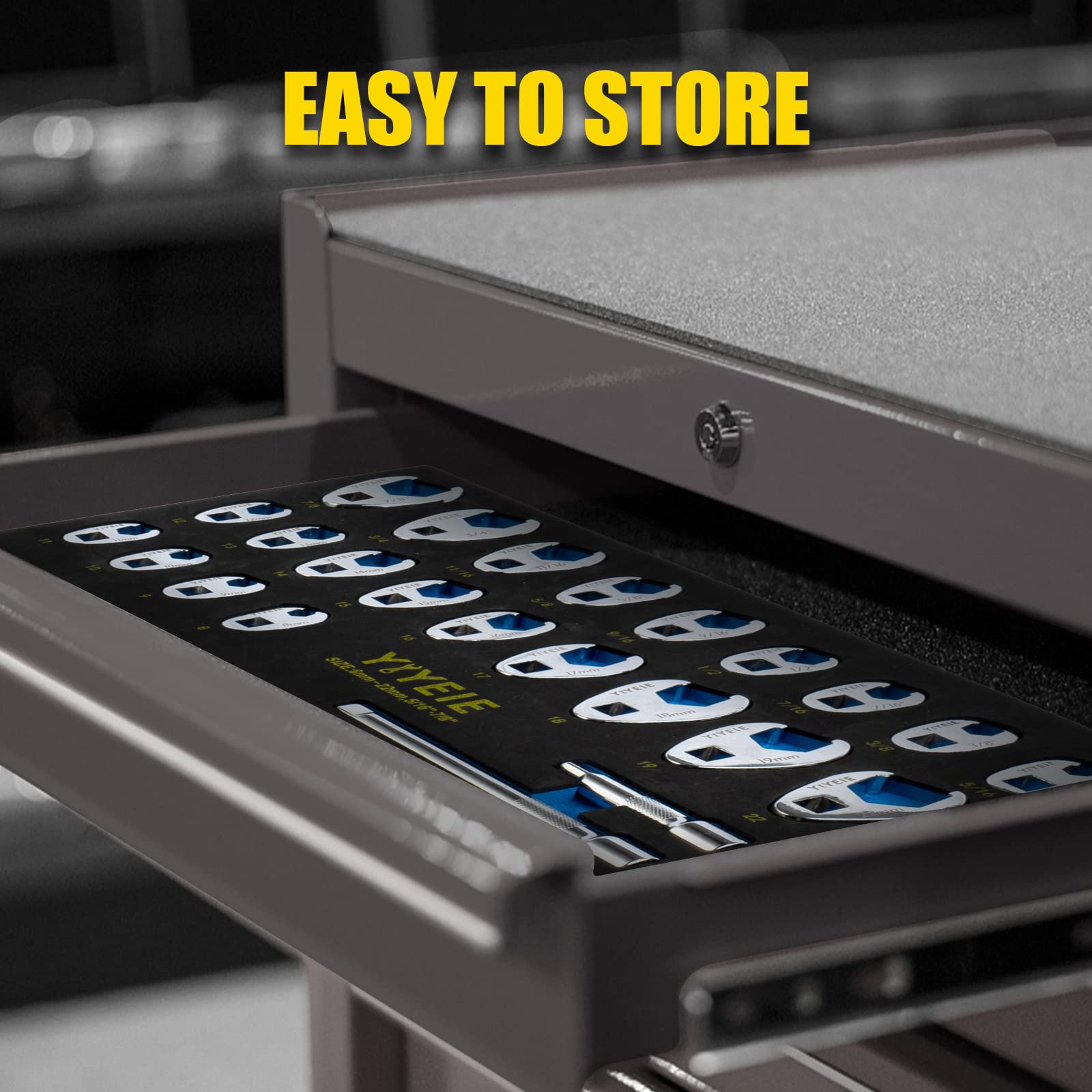 YIYEIE 24PC Crowfoot Wrench Set - Metric & SAE -8