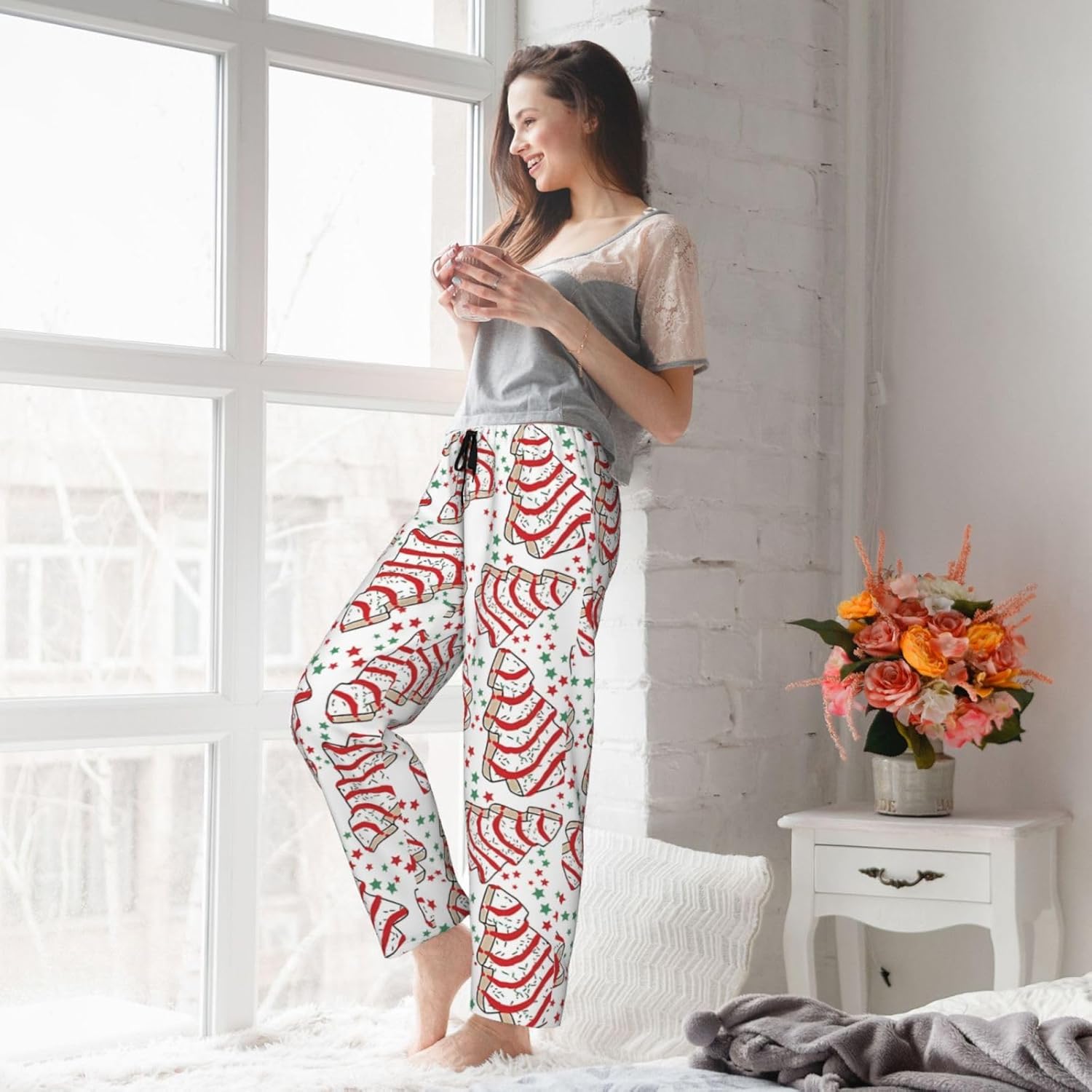 Christmas Tree Snack Cakes Womens Pajama Pant Sleep Pants With Long Printed Pants Sleepwear - Image 5