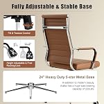 Okeysen chaise de bureau en cuir, salle de conférence ergonomique moderne avec roues 360 Chaise pivotante réglable en hauteur côtelée pour le bureau intérieur. (Brown)