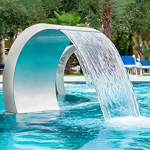 Stainless Steel 304 Pool Fountain Silver Color for Ground Pools Garden Outdoor Waterfalls Sheer Descent Pond Water Feature-15.7