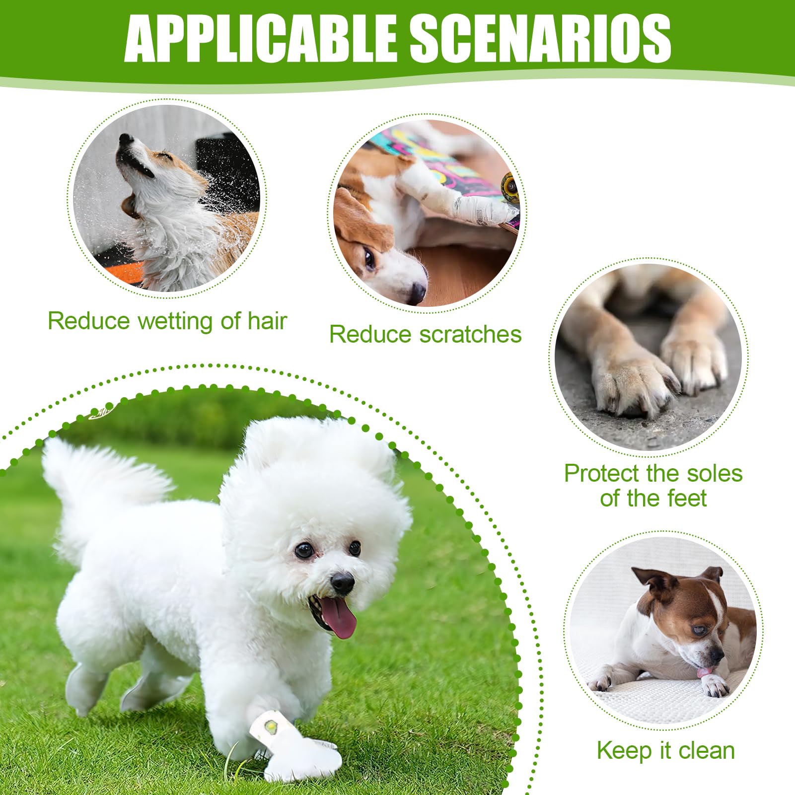 HotoPink Disposable Dog Boots for Injured Paws 20 PCS Waterproof Pet Shoes with Bandage - Image 4