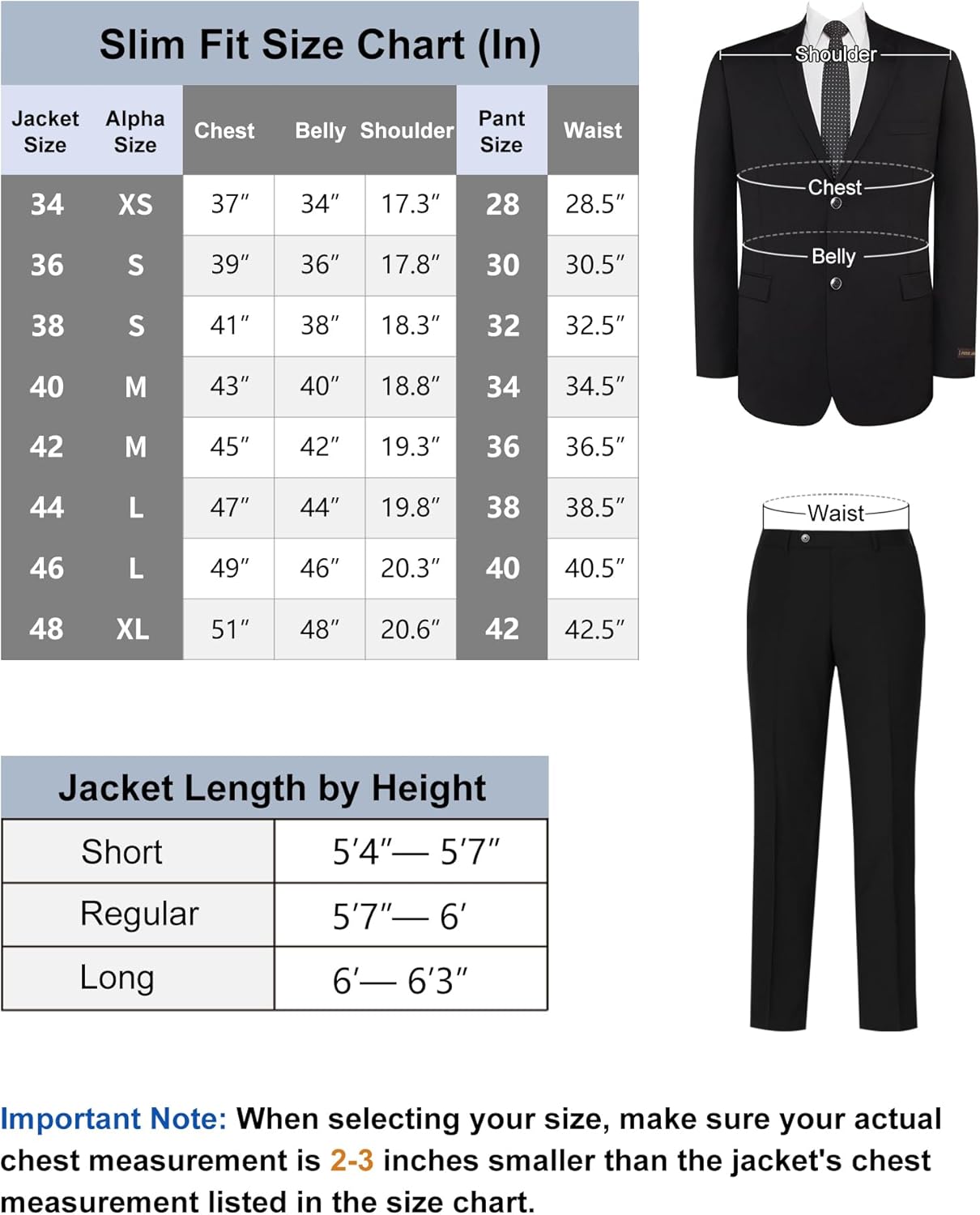 P&L Men's 2 Piece Suit Slim Fit Elegant 2-Button Blazer & Pants Set for Business Wedding Prom - Image 2