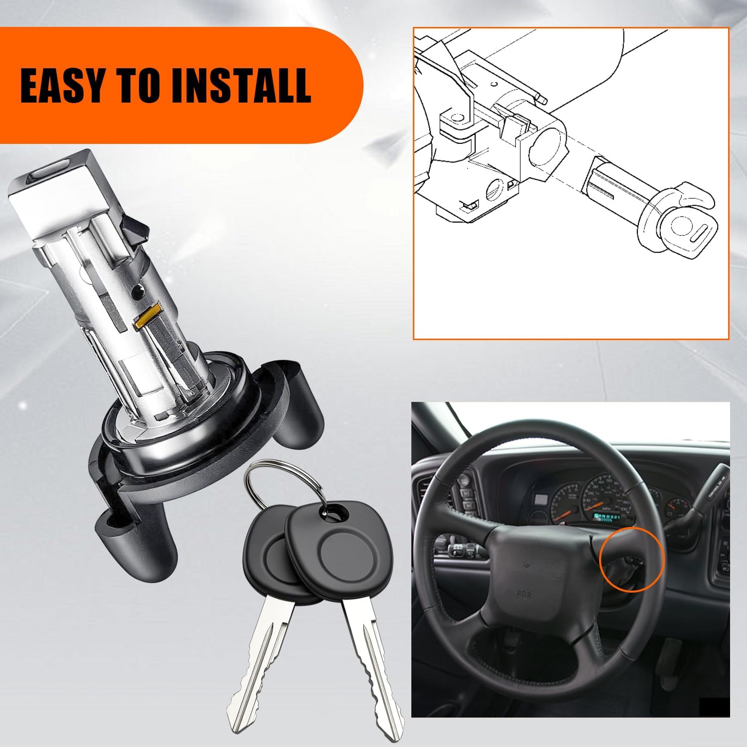 Ignition Switch & Door Lock Cylinders with Keys fit for 2000 Chevy Tahoe, 2000 Chevy Suburban, 1999-2000 Chevy Silverado, 1999-2000 GMC Sierra, Replace OE 704600 + 702912 X2 + 598007 X2