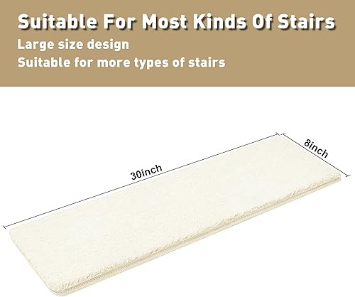 Miniatura 26 de PURE ERA - Alfombras para peldaños, de felpa suave, con bordes redondeados, de interiores, aptas para mascotas, antideslizantes, sin cinta, lavables