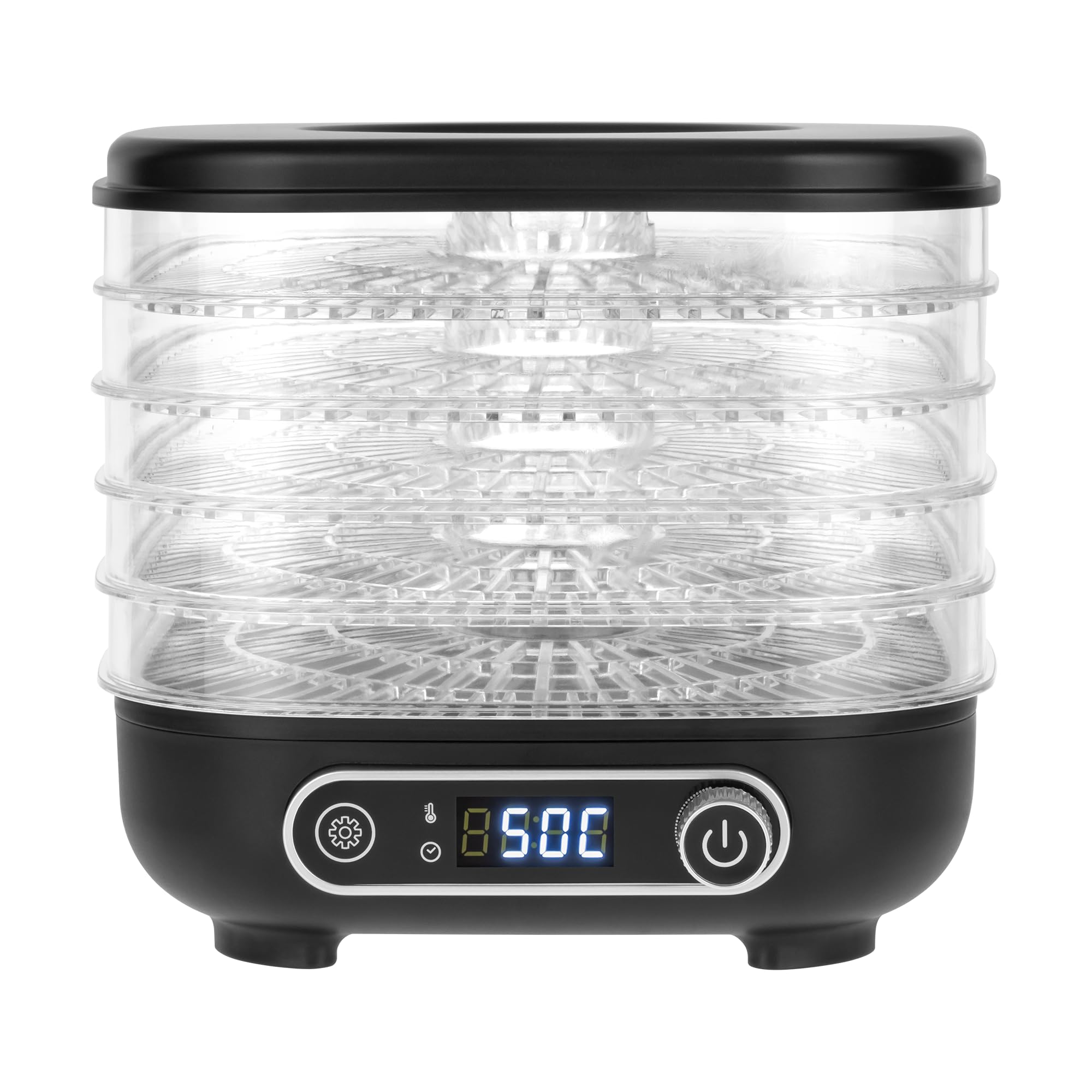 Teesa Deshidratador de setas para frutas y verduras, potencia de 300W, 5 bandejas, pantalla LCD, ciclo térmico, control de temperatura TSA3033