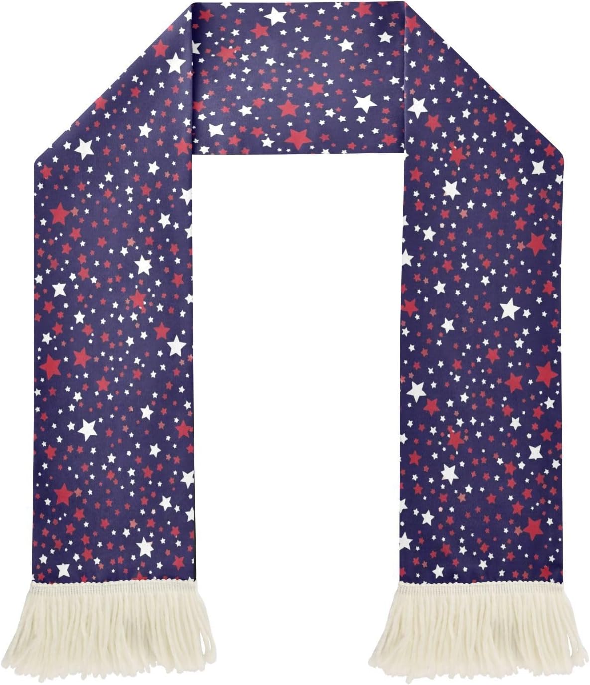 CHIFIGNO White Red Stars Blue Soccer Fan Scarf, Quick Dry Polyester, Soft Print Supporter Towel for Sports Events, Versatile for Team Cheers