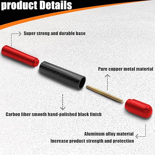 Miniatura 4 de 4.7 Inch Short Automotive Antenna, Car Radio Antenna Mast Carbon Fiber, Vehicle Replacement Short Antenna, AMFM Radio Compatibility, Car Wash Safe,