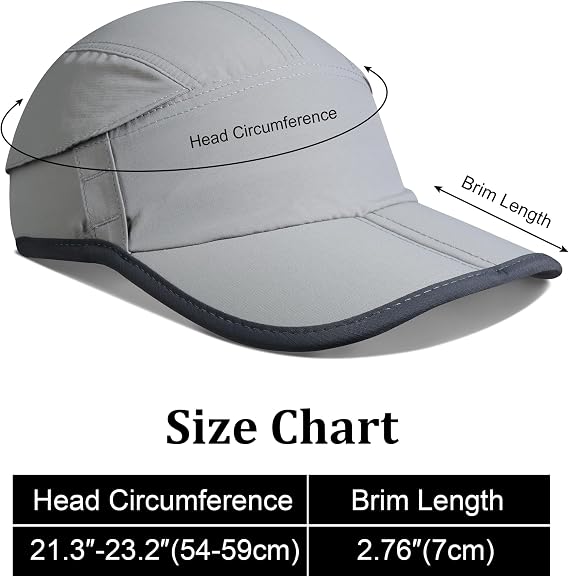 GADIEMKENSD UPF50+ Baseball Cap with mesh Ventilation, Two Folding Brim, Portable