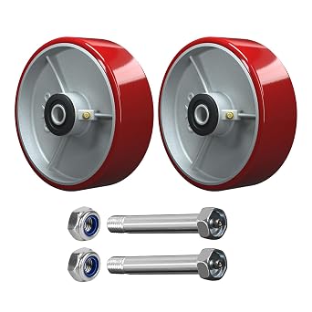6 Inch Polyurethane on cast Iron Caster, Roller Bearing-1/2" Bore 1200 lbs Capacity per Caster, Heavy Duty Industrial Caster for Industrial/Commercial 2 Pack