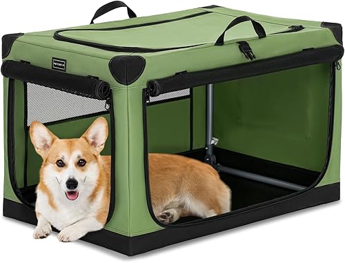 PETSFIT Jaula suave para perros, con cubierta de tela ajustable patentada, puertas de malla a prueba de mordeduras y bloqueables, base impermeable,