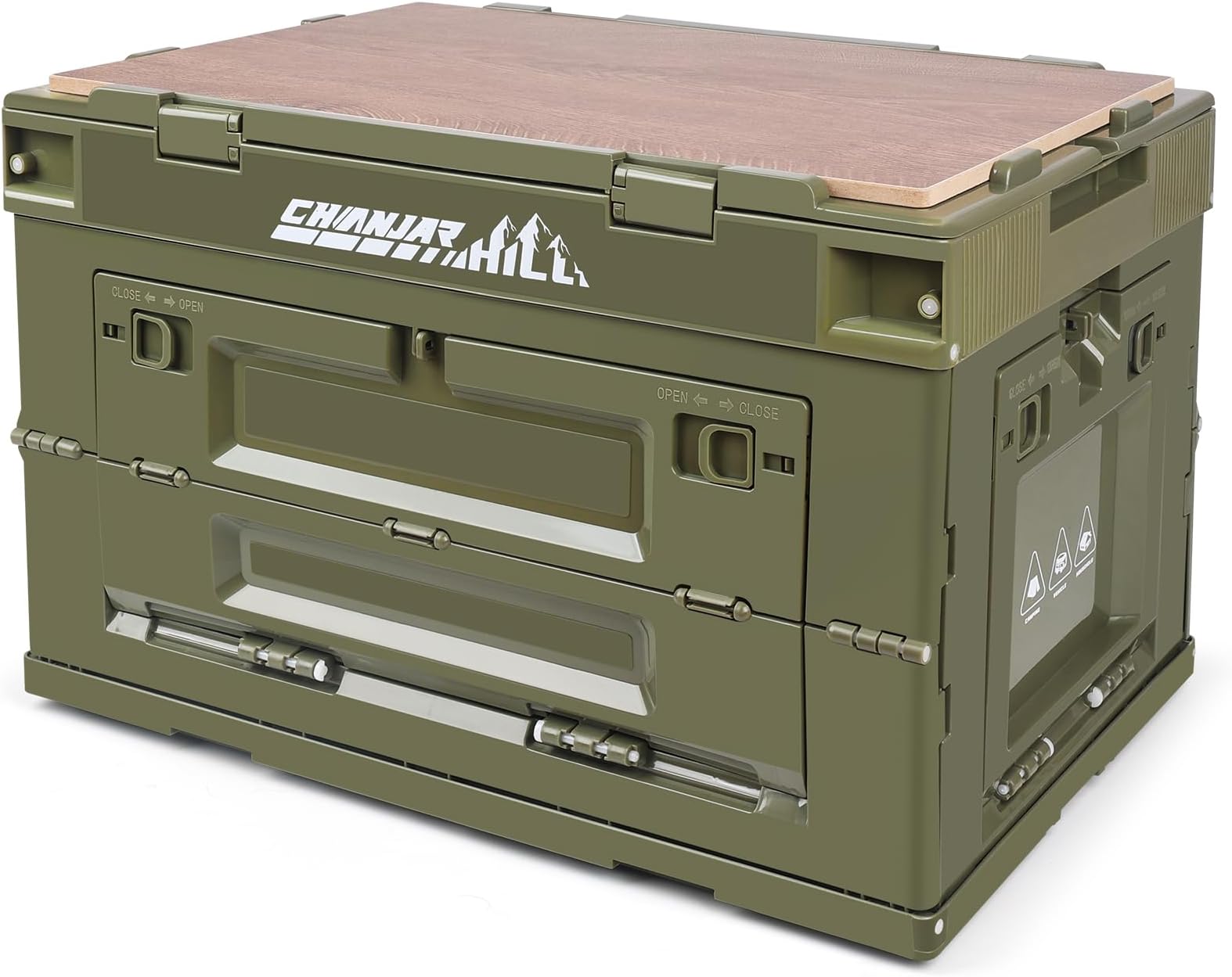 Camping Folding Storage Organizer Box with Table Top, Multi-functional Collapsible Bin for Camping Home Car RV Storage and Organization