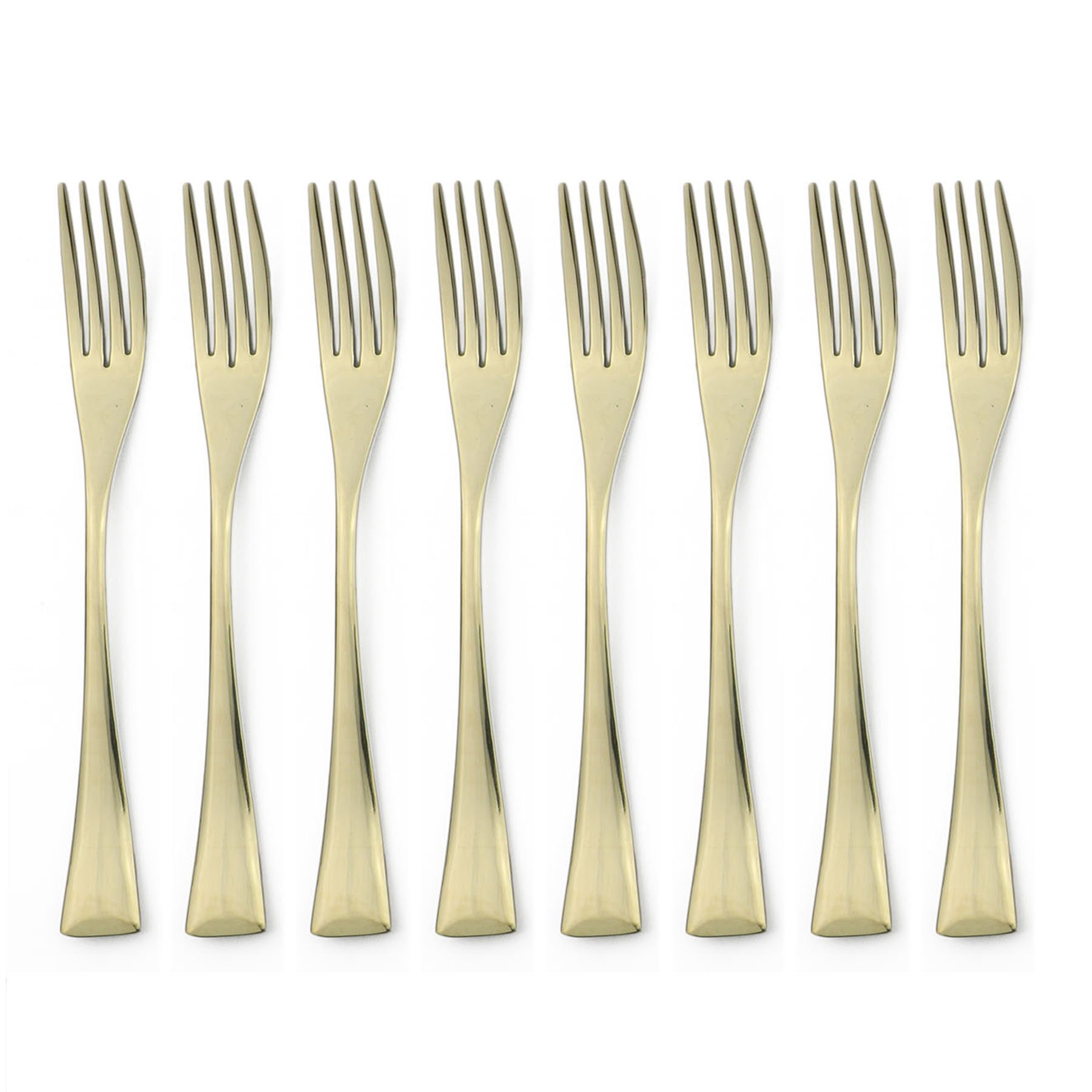 BRIIEC Mirror Polishing Champagne Gold 8 Pieces 18/10 Stainless Steel Dessert Fork Silverware Set