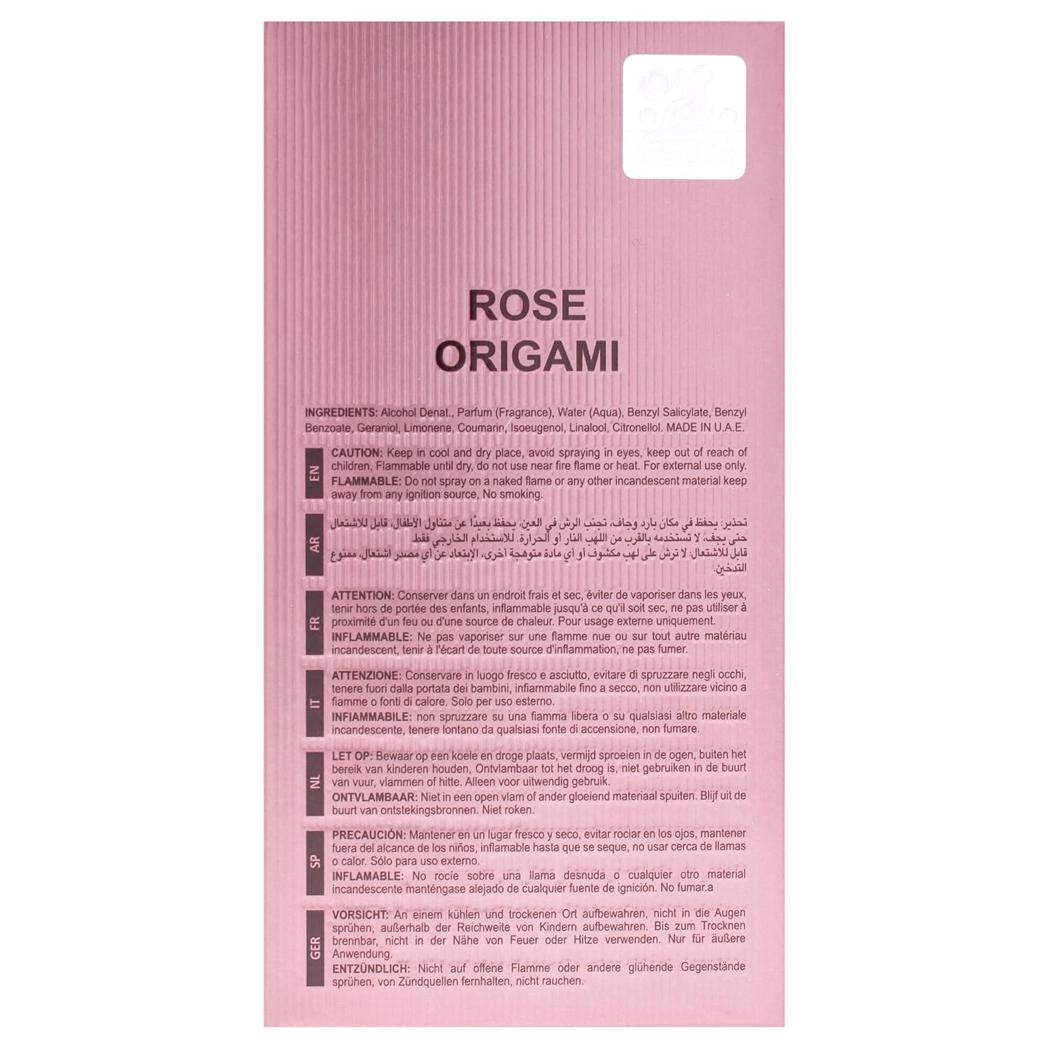 Rose Origami by Maison Alhambra for Unisex - 3.4 oz EDP Spray