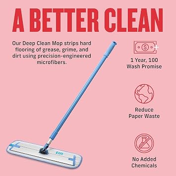 E-Cloth Deep Clean Mop for Home Cleaning, No Refills or Spray Needed | Reusable Cloth Mop Pad for Hard Floors, Wood, Tile, or Laminate, Machine Washable, Use Wet for Cleaning or Dry for Dusting