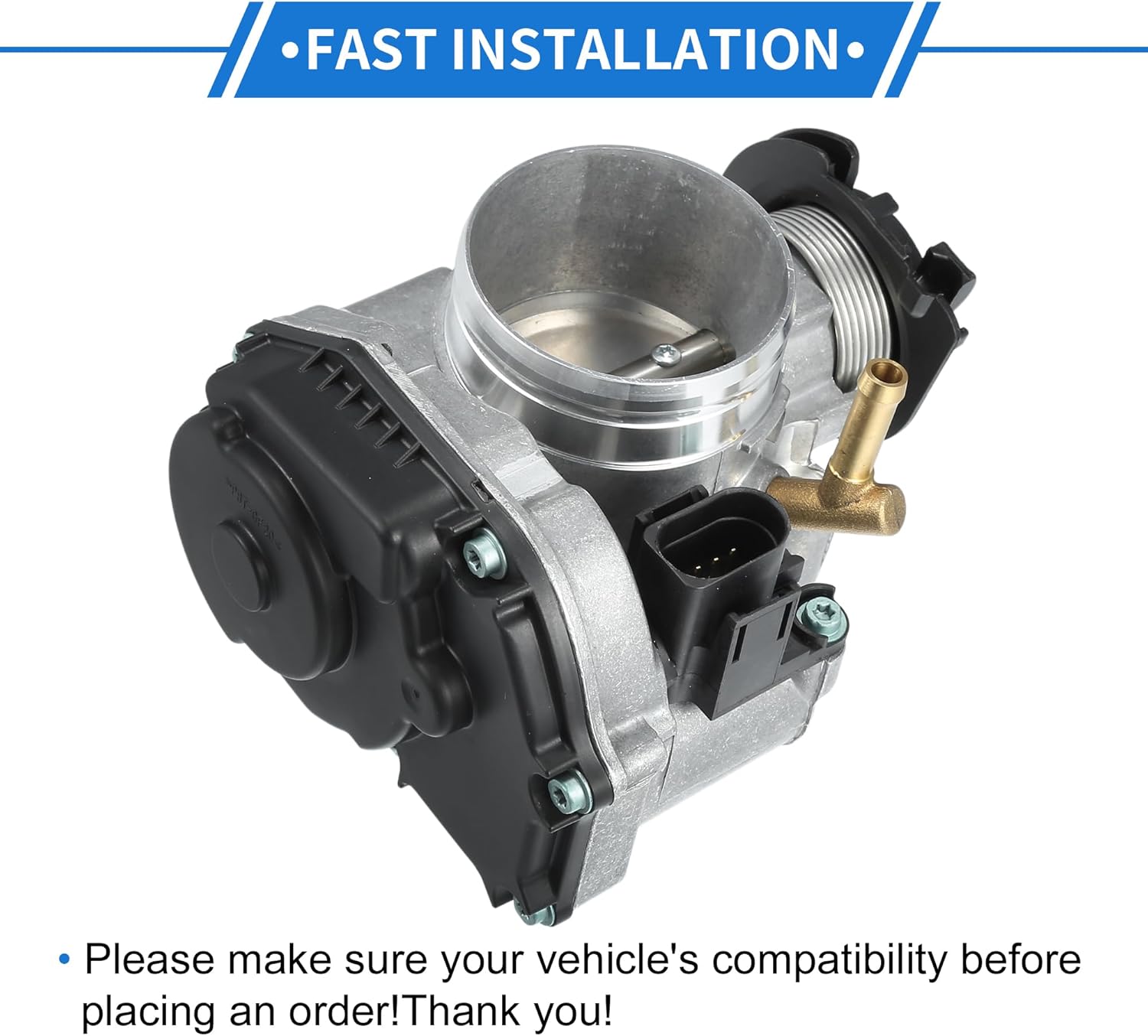 Throttle Body Assembly Compatible for VW Cabrio 2.0L L4 1998, 60mm Aluminum Alloy Silver Tone Engine Throttle Body Actuator
