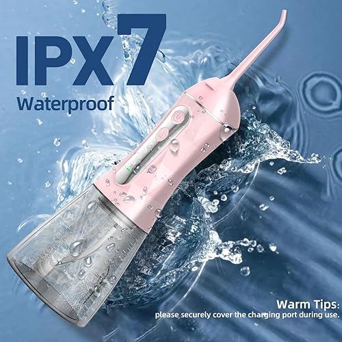 Portable Water Flosser - Cordless Oral Irrigator 320ML(Pink)