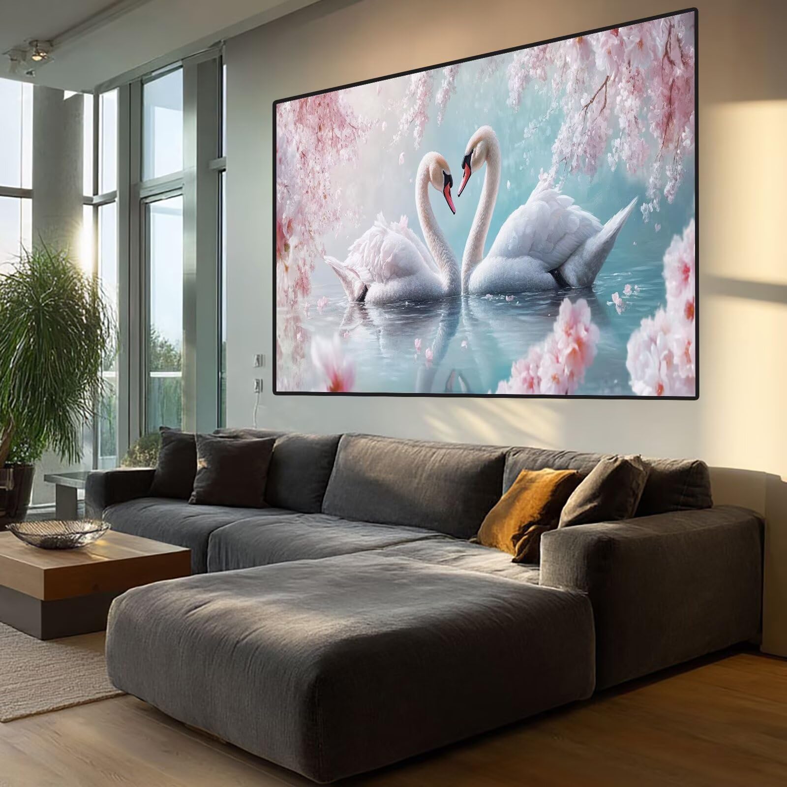 Swan Diamond Art Flower Diamond Painting Arts and Crafts dla dorosłych, zestawy do malowania diamentami 5D, dorosłych, Crysta, haft krzyżykowy, zestaw do haftowania DIY dla początkujących, dekoracja