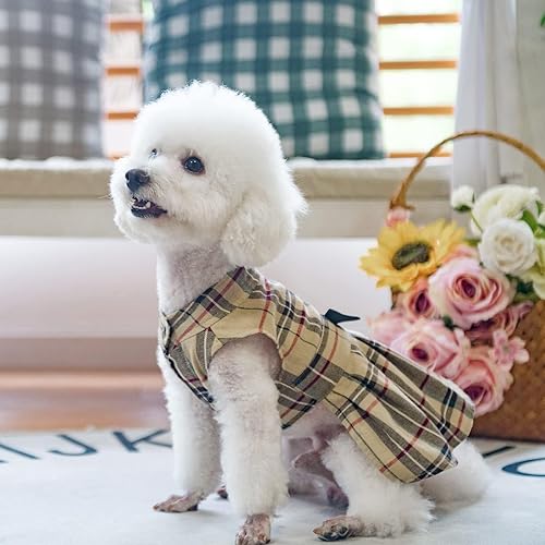 Miniatura 9 de PUPTECK Vestido clásico a cuadros para perro, lindo atuendo para cachorros
