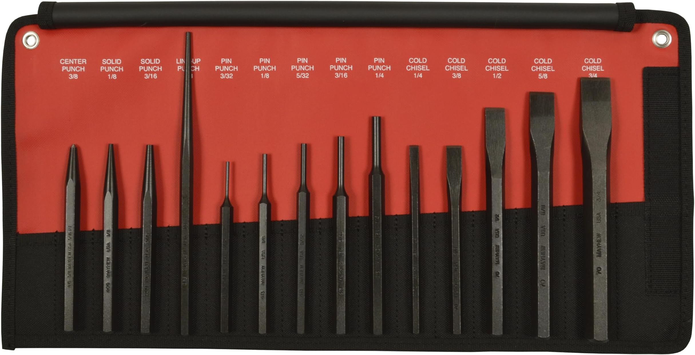 Mayhew Tools 61044 Punch and Chisel Kit, 14-Piece