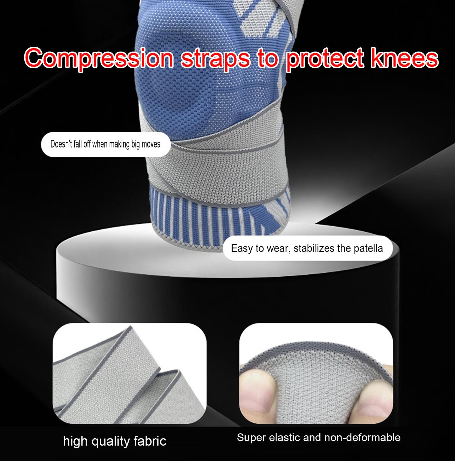 VIDECOR 2 Pezzi Ginocchiera per Uomini e Donne Ginocchiera Sportiva In Nylon Elastico con Compressione Cinghia Regolabile, Ginocchiere per Artrite, Corsa, Ciclismo,C-Medium