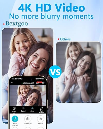 Miniatura 9 de Mini cámara de seguridad, compatible con WiFi, punto de acceso AP o sin WiFi, cámara oculta 4K con tarjeta de memoria integrada de 64 GB, visión