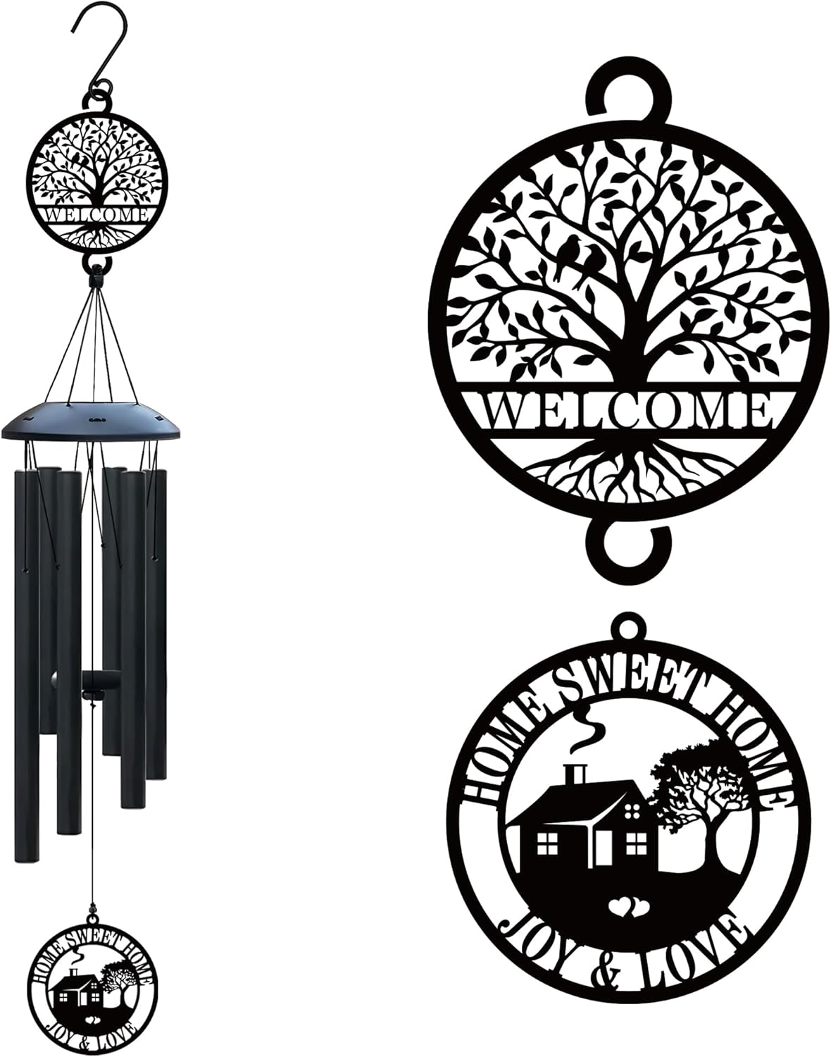 Black Wind Chimes Housewarming Gift for New Home, New Home Wind Chimes Decor, House...