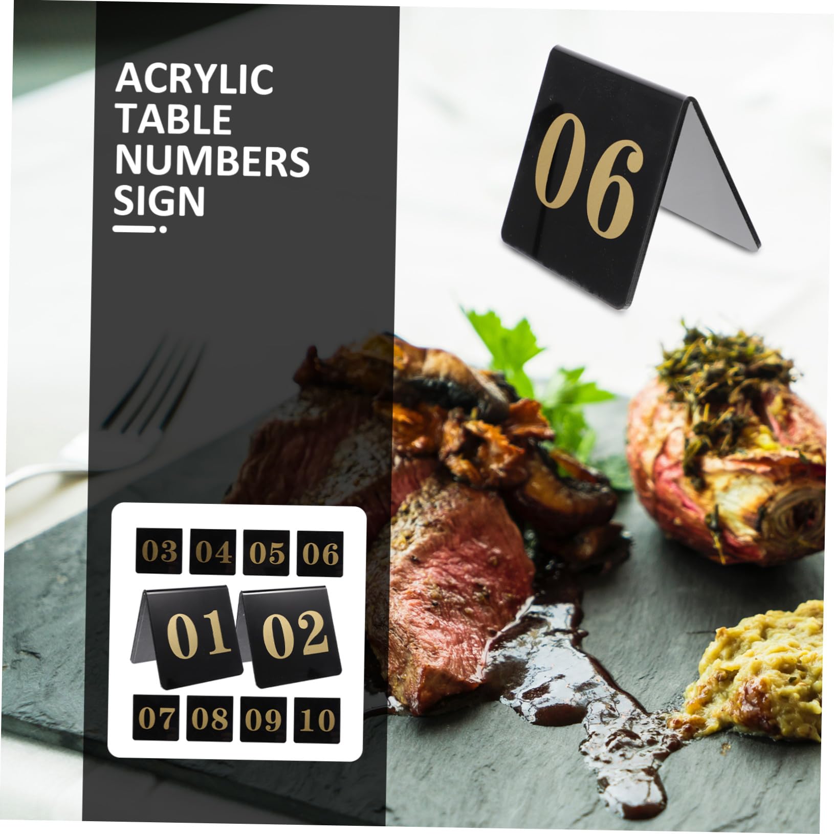 10stücke Teiliges Acryl Beidseitig Bedruckt Elegante Schwarze Tischkarten Mit Goldenen Ziffern Stabile Aufsteller Für Hochzeit Bankett Und Event-dekoration