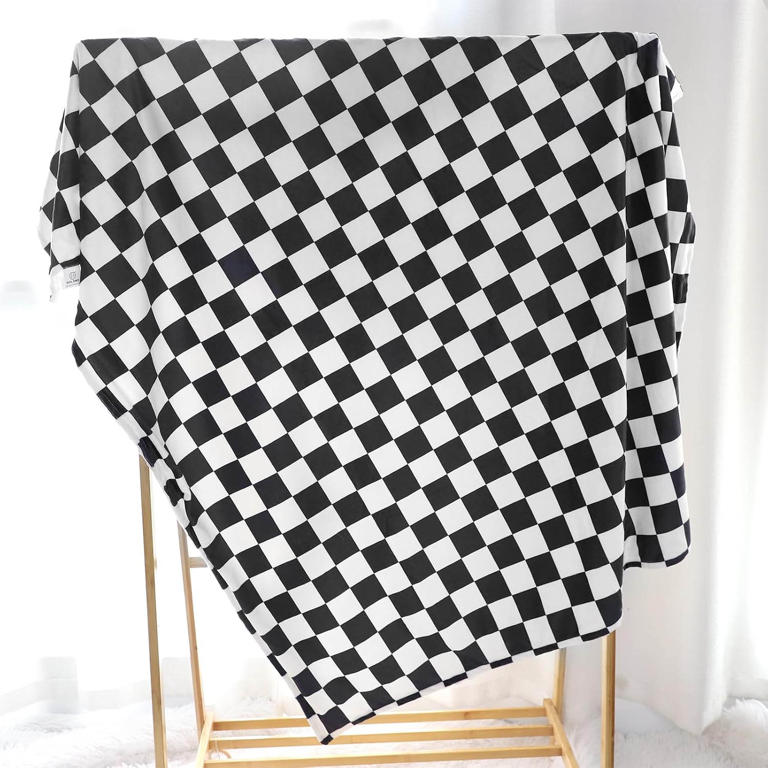 DILIMI Baby Blanket, Soft Warm Newborn Toddler Minky Plush Dot Blanket for Girl and Boy Unisex (50×60 in), Black Checkered