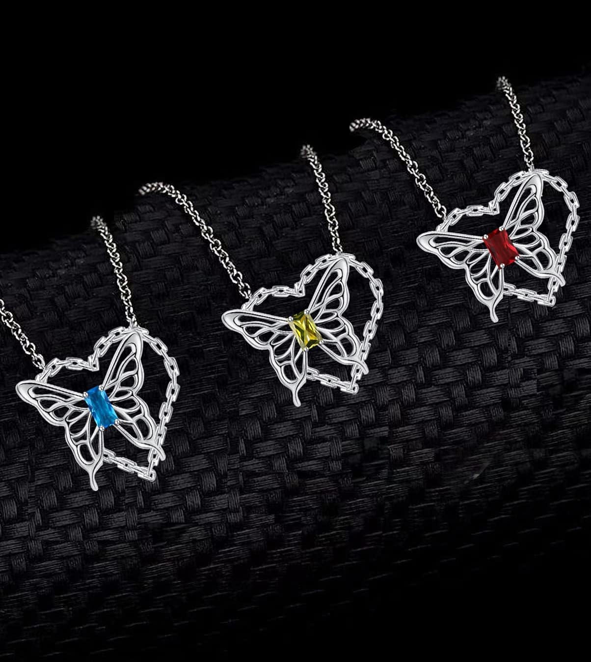 CILILI Butterfly Birthstone Necklaces for Women Girls, Sterling Silver Dainty Birthday Christmas Valentine's Day Jewelry Gifts (Feb) : Clothing, Shoes & Jewelry